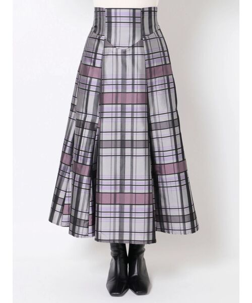 LAGUNAMOON（ラグナムーン）の「チェックジャガードフレアースカート（スカート・レディース・パープル/ブラック・MEDIUM/SMALL）」の9枚目の写真