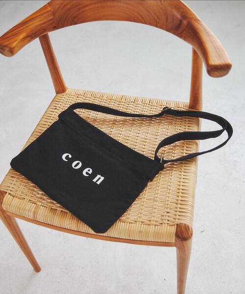 coen(コーエン)の「coenロゴサコッシュ(ボディバッグ/ウエストポーチ・レディース・オフホワイト/ブラック・FREE)」の1枚目の写真