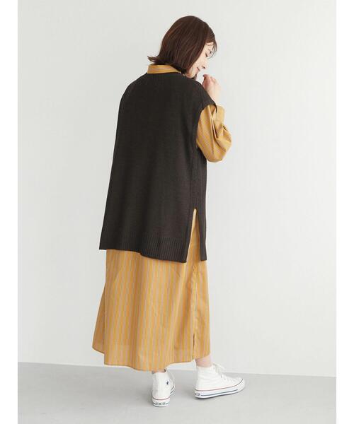 Green　Parks（グリーンパークス）の「テープヤーンニットVネックベスト（ベスト・レディース・ブラウン/グリーン/ライトベージュ・FREE）」の6枚目の写真