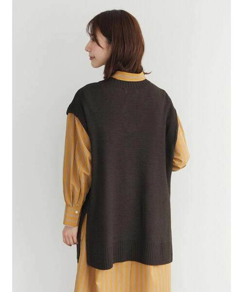 Green　Parks（グリーンパークス）の「テープヤーンニットVネックベスト（ベスト・レディース・ブラウン/グリーン/ライトベージュ・FREE）」の9枚目の写真