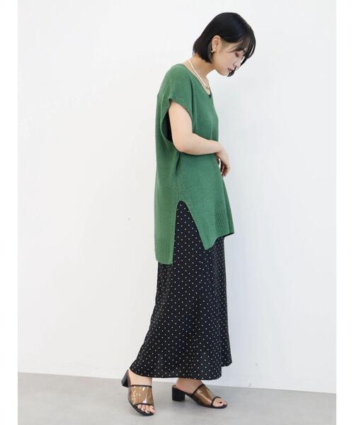 Green　Parks（グリーンパークス）の「テープヤーンニットVネックベスト（ベスト・レディース・ブラウン/グリーン/ライトベージュ・FREE）」の18枚目の写真