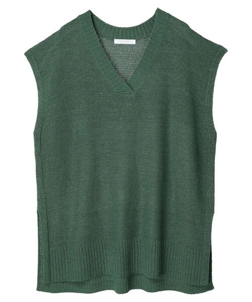 Green　Parks（グリーンパークス）の「テープヤーンニットVネックベスト（ベスト・レディース・ブラウン/グリーン/ライトベージュ・FREE）」の22枚目の写真