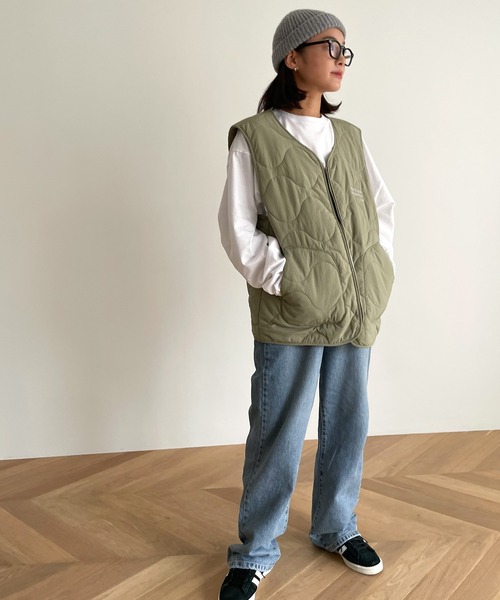 CANAL JEAN(キャナルジーン)の「RED CHOP WORKS(レッドチョップワークス) "Pier 45 and 46 Park"刺繍ライナーベスト(ベスト・レディース・ネイビー/カーキ・38)」の19枚目の写真