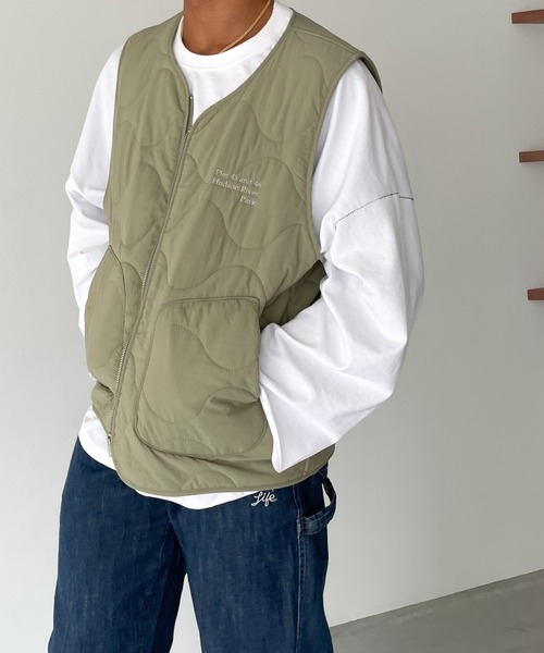CANAL JEAN(キャナルジーン)の「RED CHOP WORKS(レッドチョップワークス) "Pier 45 and 46 Park"刺繍ライナーベスト(ベスト・レディース・ネイビー/カーキ・38)」の18枚目の写真