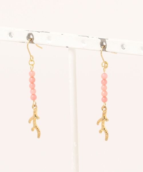 tone(トーン)の「【nocca】coral pierce(ピアス(両耳用)・レディース・ホワイト/ピンク・FREE)」の2枚目の写真