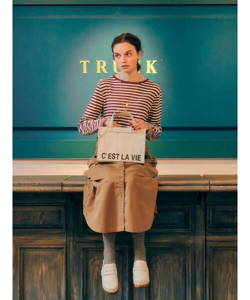 AMERICAN HOLIC（アメリカンホリック）の「マーケットペーパーミニトートバッグ（トートバッグ・レディース・ライトグレー/キャメル・FREE）」の6枚目の写真