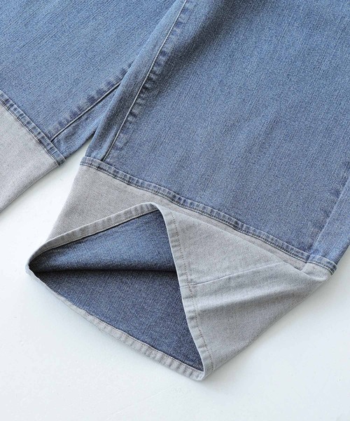 osharewalker（オシャレウォーカー）の「【廃盤】『裾折り返し風デザインワイドデニムパンツ』（デニムパンツ・レディース・ブルー/インディゴブルー・2/1）」の22枚目の写真