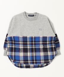 Moujonjon | チェック切替天竺Ｔシャツ(Tシャツ/カットソー)