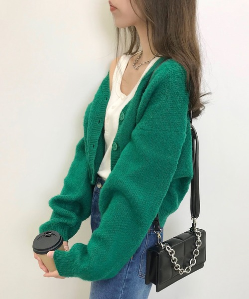 INGNI（イング）の「モヘアタッチショート丈／カーディガン（カーディガン/ボレロ・レディース・パープル/オレンジ/グリーン/ブラック/ブルー・M）」の12枚目の写真