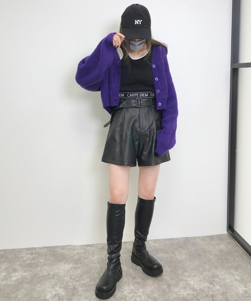 INGNI（イング）の「モヘアタッチショート丈／カーディガン（カーディガン/ボレロ・レディース・パープル/オレンジ/グリーン/ブラック/ブルー・M）」の6枚目の写真