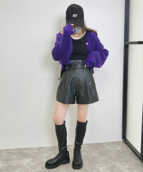 INGNI（イング）の「モヘアタッチショート丈／カーディガン（カーディガン/ボレロ・レディース・パープル/オレンジ/グリーン/ブラック/ブルー・M）」の8枚目の写真