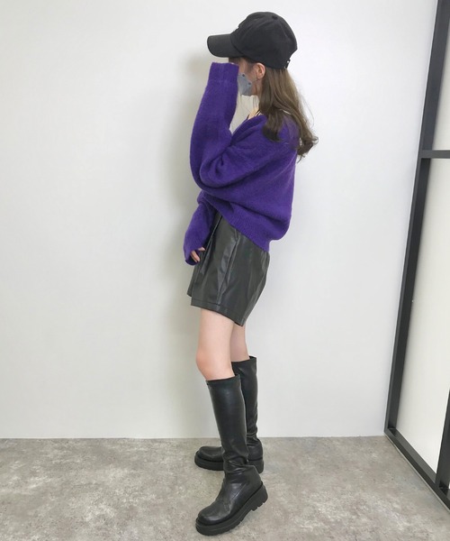 INGNI（イング）の「モヘアタッチショート丈／カーディガン（カーディガン/ボレロ・レディース・パープル/オレンジ/グリーン/ブラック/ブルー・M）」の20枚目の写真