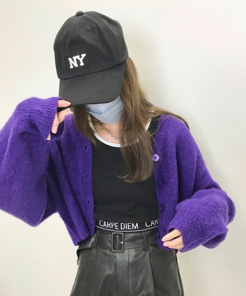 INGNI（イング）の「モヘアタッチショート丈／カーディガン（カーディガン/ボレロ・レディース・パープル/オレンジ/グリーン/ブラック/ブルー・M）」の14枚目の写真