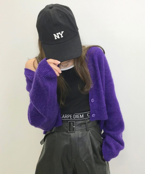 INGNI（イング）の「モヘアタッチショート丈／カーディガン（カーディガン/ボレロ・レディース・パープル/オレンジ/グリーン/ブラック/ブルー・M）」の16枚目の写真
