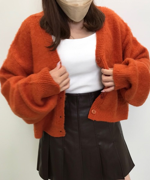 INGNI（イング）の「モヘアタッチショート丈／カーディガン（カーディガン/ボレロ・レディース・パープル/オレンジ/グリーン/ブラック/ブルー・M）」の21枚目の写真