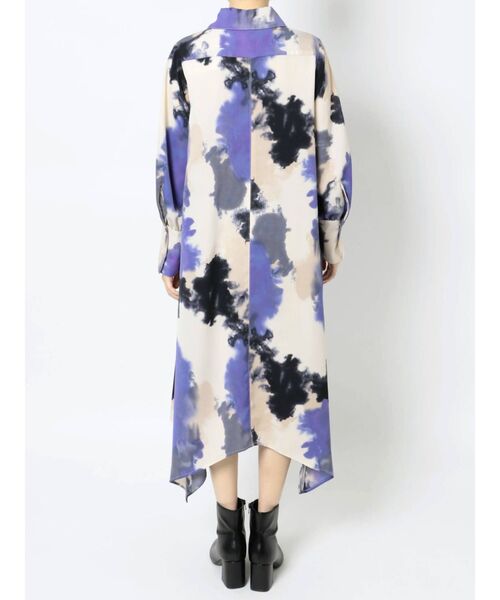 Diane von Furstenberg アートプリントロングシャツワンピース D1640 アトリエシャツワンピース(M オフホワイト): ワンピース - RNA
