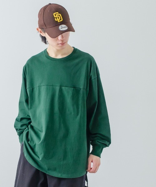 improves(インプローブス)の「USコットン 無地 オーバーサイズ フットボール 長袖Tシャツ(Tシャツ/カットソー・メンズ・ネイビー/オフホワイト/杢グレー/ダークグリーン/ブラック/ベージュ・MEDIUM/X-LARGE/LARGE)」の13枚目の写真