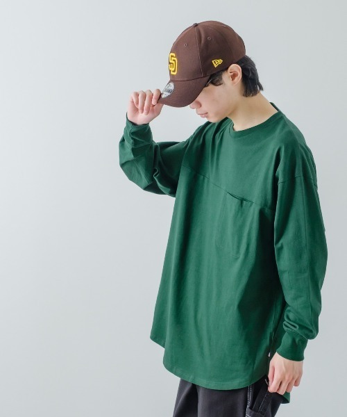 improves(インプローブス)の「USコットン 無地 オーバーサイズ フットボール 長袖Tシャツ(Tシャツ/カットソー・メンズ・ネイビー/オフホワイト/杢グレー/ダークグリーン/ブラック/ベージュ・MEDIUM/X-LARGE/LARGE)」の18枚目の写真