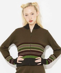 X-girl | PARTIAL STRIPE KNIT CARDIGAN(カーディガン/ボレロ)