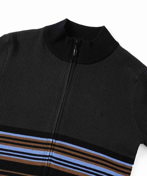 X-girl（エックスガール）の「PARTIAL STRIPE KNIT CARDIGAN（カーディガン/ボレロ・レディース・ブラック/グリーン/ベージュ・ONE SIZE）」の16枚目の写真