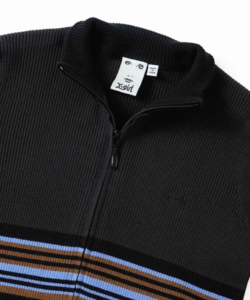 X-girl（エックスガール）の「PARTIAL STRIPE KNIT CARDIGAN（カーディガン/ボレロ・レディース・ブラック/グリーン/ベージュ・ONE SIZE）」の22枚目の写真