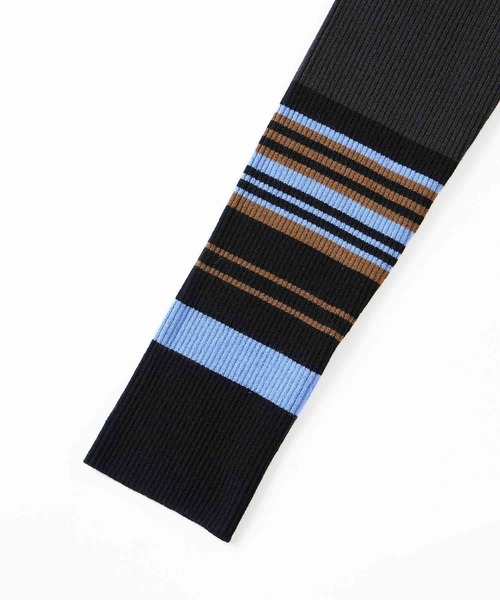 X-girl（エックスガール）の「PARTIAL STRIPE KNIT CARDIGAN（カーディガン/ボレロ・レディース・ブラック/グリーン/ベージュ・ONE SIZE）」の6枚目の写真