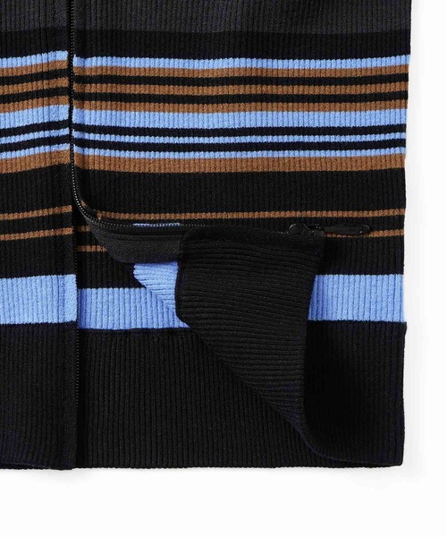 X-girl（エックスガール）の「PARTIAL STRIPE KNIT CARDIGAN（カーディガン/ボレロ・レディース・ブラック/グリーン/ベージュ・ONE SIZE）」の9枚目の写真