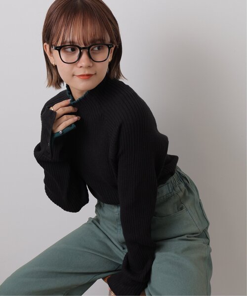 DOUBLE NAME(ダブルネーム)の「抗菌防臭アンチピリングハイネックラグランニット(ニット/セーター・レディース・ブラック/サックスブルー/キャメル/キナリ・FREE)」の2枚目の写真