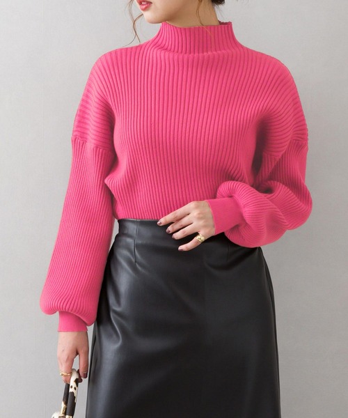 SpRay(スプレイ)の「ボリューム袖ボトルネックニット(ニット/セーター・レディース・ブラウン/ピンクベージュ/ダークグリーン/レッド系その他/ラベンダー/ブラック/アイボリー/オレンジ/ピンク/ブルー/ライトベージュ/イエロー/ライトオレンジ系/ライトブルー/ライトグリーン・FREE)」の11枚目の写真