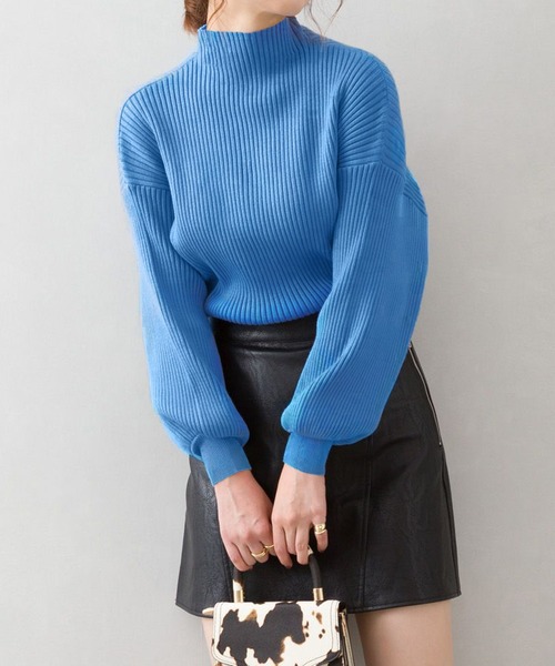 SpRay(スプレイ)の「ボリューム袖ボトルネックニット(ニット/セーター・レディース・ブラウン/ピンクベージュ/ダークグリーン/レッド系その他/ラベンダー/ブラック/アイボリー/オレンジ/ピンク/ブルー/ライトベージュ/イエロー/ライトオレンジ系/ライトブルー/ライトグリーン・FREE)」の8枚目の写真