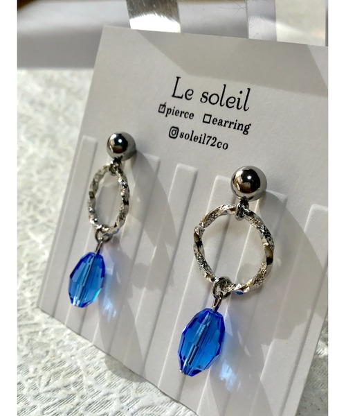 tone(トーン)の「【Le soleil】華奢なフープ スワロフスキーピアス(MA)(ピアス(両耳用)・レディース・ブルー系その他・FREE)」の3枚目の写真