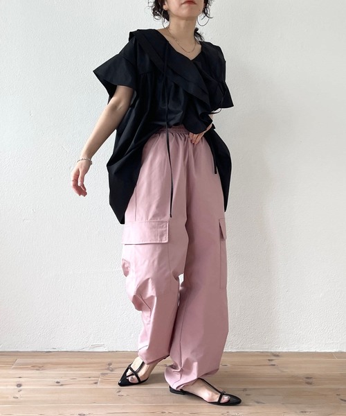 wee9s（ウィークス）の「2way cargo pants / オールシーズン履ける！ウエストゴム2wayカーゴパンツ（カーゴパンツ・レディース・カーキ/ブラック/アイボリー/ピンク/ベージュ/オレンジ・FREE）」の15枚目の写真