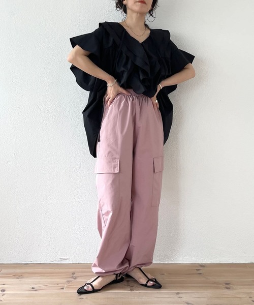 wee9s（ウィークス）の「2way cargo pants / オールシーズン履ける！ウエストゴム2wayカーゴパンツ（カーゴパンツ・レディース・カーキ/ブラック/アイボリー/ピンク/ベージュ/オレンジ・FREE）」の17枚目の写真