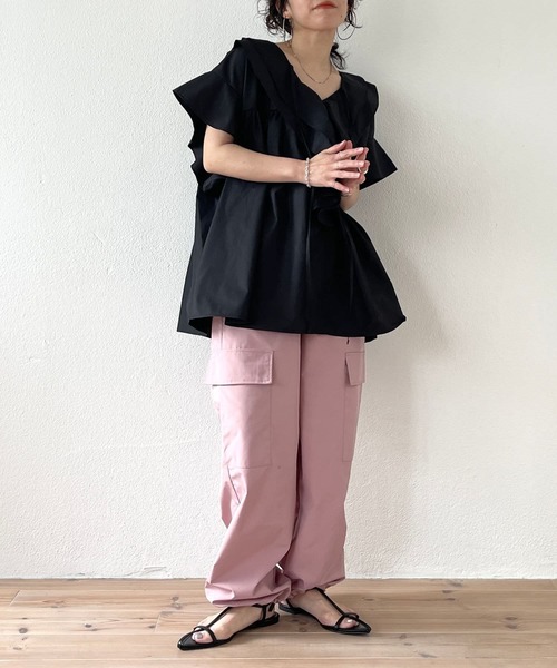 wee9s（ウィークス）の「2way cargo pants / オールシーズン履ける！ウエストゴム2wayカーゴパンツ（カーゴパンツ・レディース・カーキ/ブラック/アイボリー/ピンク/ベージュ/オレンジ・FREE）」の18枚目の写真