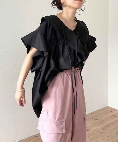 wee9s（ウィークス）の「2way cargo pants / オールシーズン履ける！ウエストゴム2wayカーゴパンツ（カーゴパンツ・レディース・カーキ/ブラック/アイボリー/ピンク/ベージュ/オレンジ・FREE）」の19枚目の写真