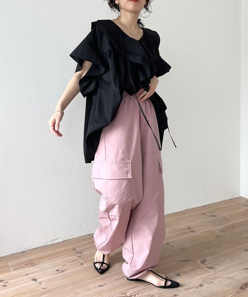 wee9s（ウィークス）の「2way cargo pants / オールシーズン履ける！ウエストゴム2wayカーゴパンツ（カーゴパンツ・レディース・カーキ/ブラック/アイボリー/ピンク/ベージュ/オレンジ・FREE）」の22枚目の写真