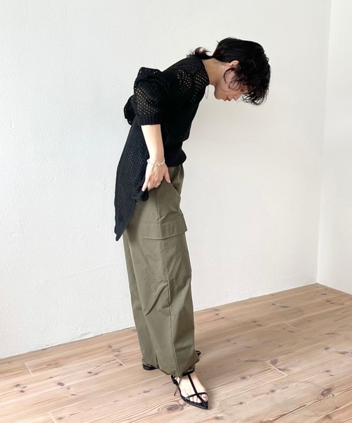 wee9s（ウィークス）の「2way cargo pants / オールシーズン履ける！ウエストゴム2wayカーゴパンツ（カーゴパンツ・レディース・カーキ/ブラック/アイボリー/ピンク/ベージュ/オレンジ・FREE）」の10枚目の写真