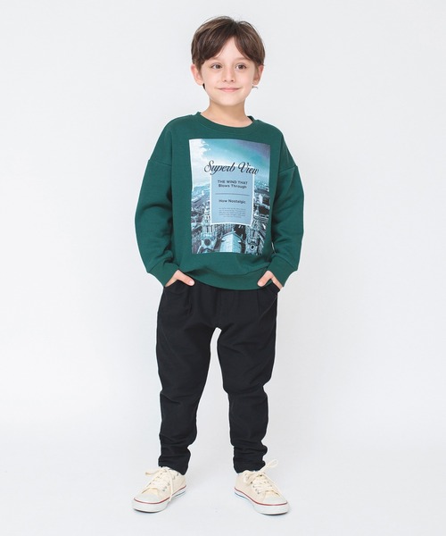 BRANSHES（ブランシェス）の「【bコレ】グラフィック裏起毛トレーナー（スウェット・キッズ・ネイビー/ブラウン/グレー/レッド/ブルー/グリーン/アイボリー/ブラック/ベージュ/ホワイト・90/100/110/120/130/140/150/160）」の14枚目の写真