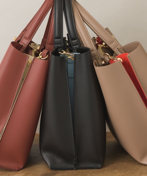 【KATHARINE ROSS】サイド配色 8ポケットショルダートートバッグ（トートバッグ）｜KATHARINE ROSS（キャサリンロス）の