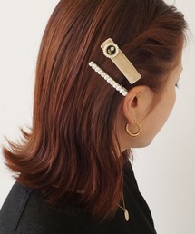 ammy.（エイミードット）の「【 ammy. / エイミードット 】 パール 付き カメオ風 ベロア ヘアピン（ヘアピン）」