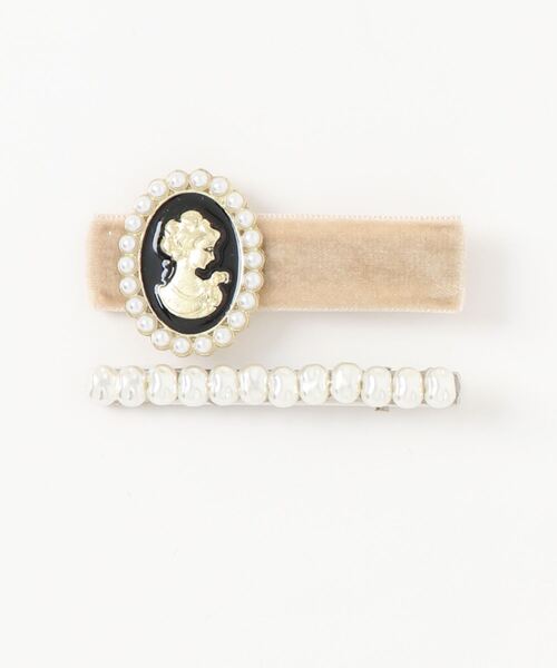 ammy.（エイミードット）の「【 ammy. / エイミードット 】 パール 付き カメオ風 ベロア ヘアピン（ヘアピン・レディース・アイボリー/ブラック/ブラック系その他/アイボリー系・FREE）」の11枚目の写真