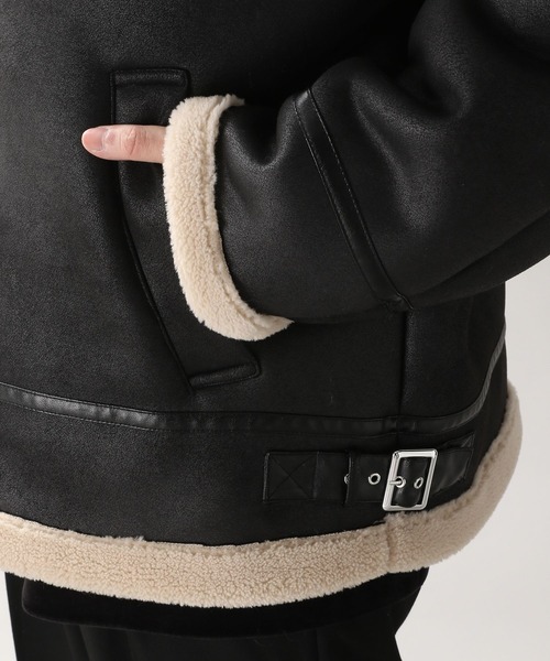 RAGEBLUE（レイジブルー）の「B-3ボアジャケット（ムートンコート・メンズ・アッシュグレー/ブラック・ONE SIZE/SMALL）」の14枚目の写真