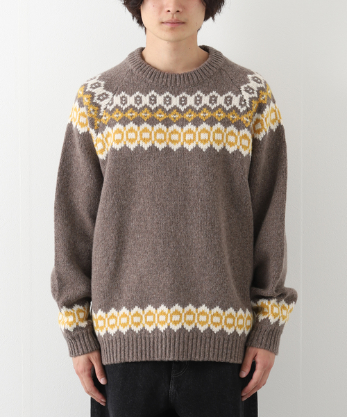 BAMBOO SHOOTS（バンブーシュート）の「【BAMBOO SHOOTS / バンブーシュート】HIKING NODIC SWEATER（ニット/セーター・メンズ・ブラウン/アイボリー・MEDIUM/LARGE）」の4枚目の写真