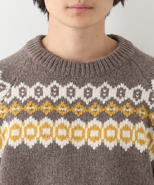 BAMBOO SHOOTS（バンブーシュート）の「【BAMBOO SHOOTS / バンブーシュート】HIKING NODIC SWEATER（ニット/セーター・メンズ・ブラウン/アイボリー・MEDIUM/LARGE）」の8枚目の写真