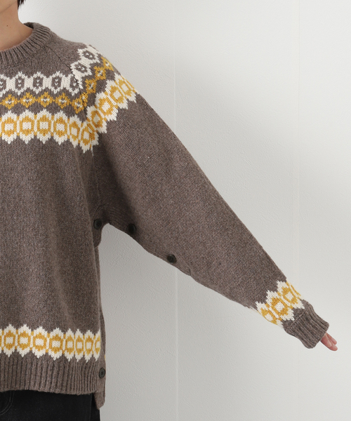 BAMBOO SHOOTS（バンブーシュート）の「【BAMBOO SHOOTS / バンブーシュート】HIKING NODIC SWEATER（ニット/セーター・メンズ・ブラウン/アイボリー・MEDIUM/LARGE）」の10枚目の写真