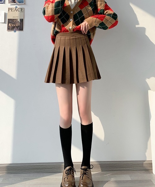 Nia（ニア）の「Nia(ニア)/プリーツミニスカート（スカート・レディース・キャメル/アイボリー/グレー/ライトグレー/ブラック/ベージュ/ブラウン・SMALL/MEDIUM/LARGE/X-SMALL）」の13枚目の写真