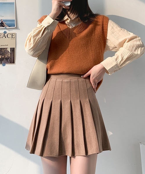 Nia（ニア）の「Nia(ニア)/プリーツミニスカート（スカート・レディース・キャメル/アイボリー/グレー/ライトグレー/ブラック/ベージュ/ブラウン・SMALL/MEDIUM/LARGE/X-SMALL）」の9枚目の写真