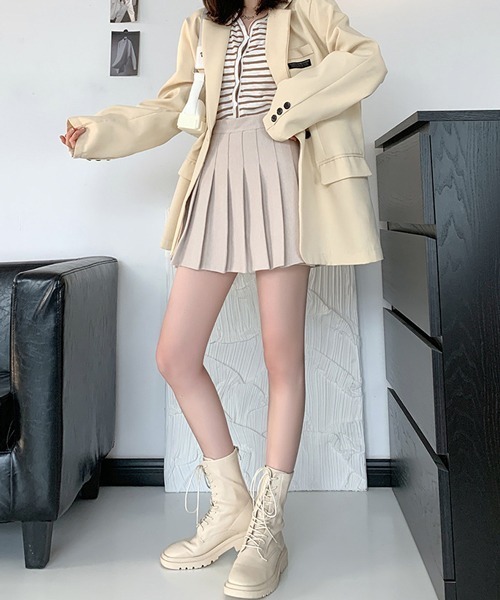 Nia（ニア）の「Nia(ニア)/プリーツミニスカート（スカート・レディース・キャメル/アイボリー/グレー/ライトグレー/ブラック/ベージュ/ブラウン・SMALL/MEDIUM/LARGE/X-SMALL）」の8枚目の写真