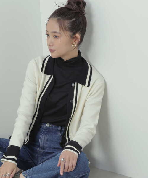 N.(N. Natural Beauty Basic)(エヌエヌナチュラルビューティーベーシック)の「◆カラートリミングニットシャツ(ニット/セーター・レディース・ホワイト系その他/グリーン系その他/ネイビー系・MEDIUM)」の13枚目の写真