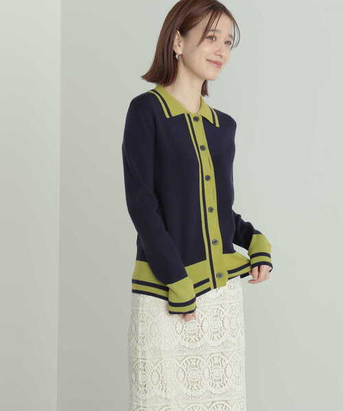 N.(N. Natural Beauty Basic)(エヌエヌナチュラルビューティーベーシック)の「◆カラートリミングニットシャツ(ニット/セーター・レディース・ホワイト系その他/グリーン系その他/ネイビー系・MEDIUM)」の16枚目の写真